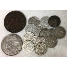 AUSTRALIA MIXED COINS . SILVER AND COPPER COINS . FINE TO aUNCIRCULATED